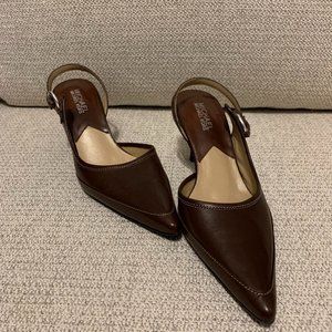 Michael by Michael Kors Brown leather slingback heels 7.5
